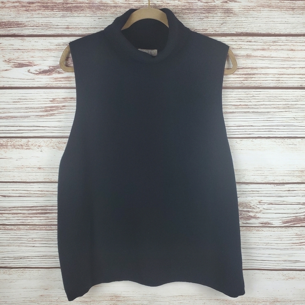 NWT J. Crew Womens 3X Cashmere Black Mock/Turthneck Sleeveless Sweater